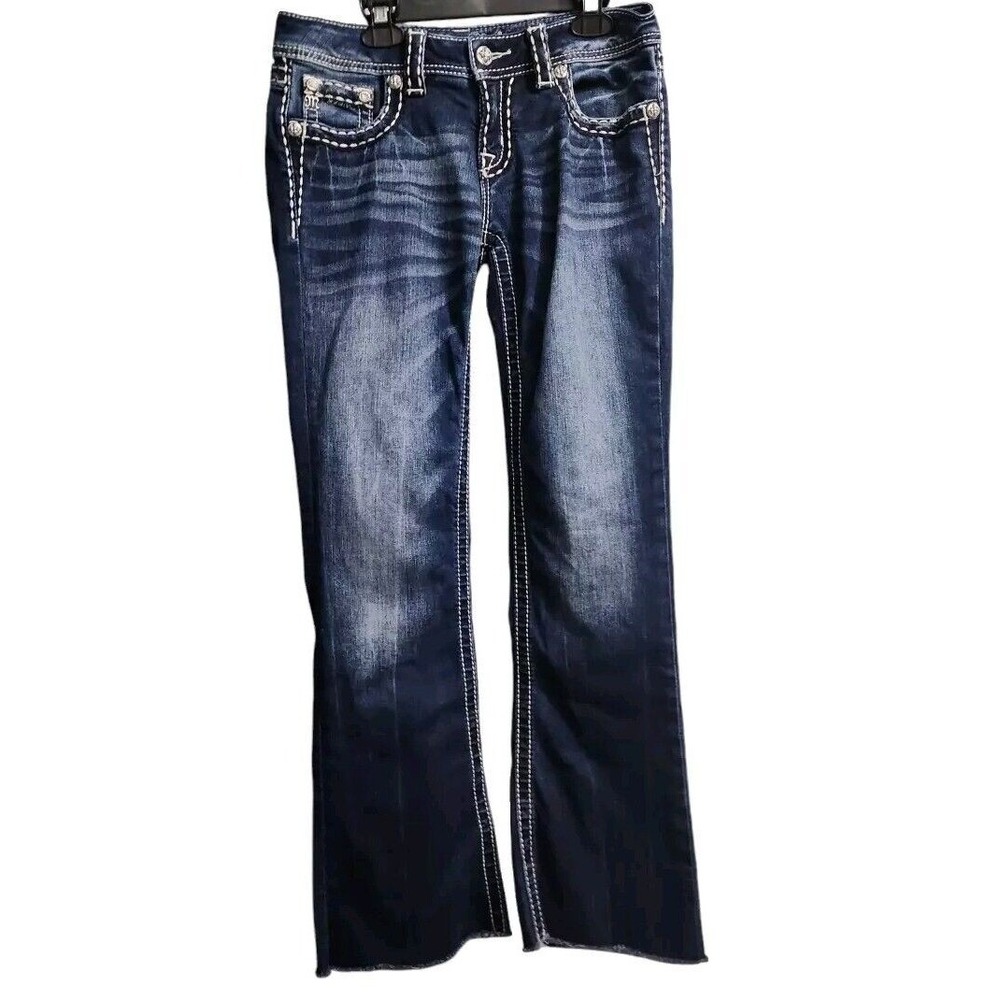 Miss Me Jeans Signature‎ Boot Cut Embellished Dark Wash Denim Jeans Size 28